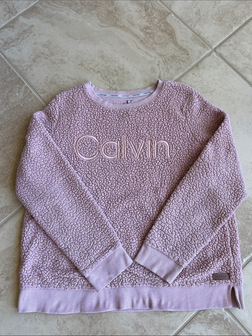 Calvin Klein Pastel Lavender Sherpa Crewneck Sweatshirt